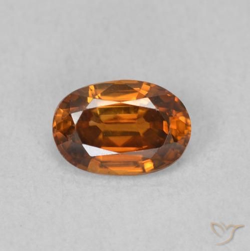 0.73ct طبيعي Medium Dark-Orange زركون, بيضوي, VVS