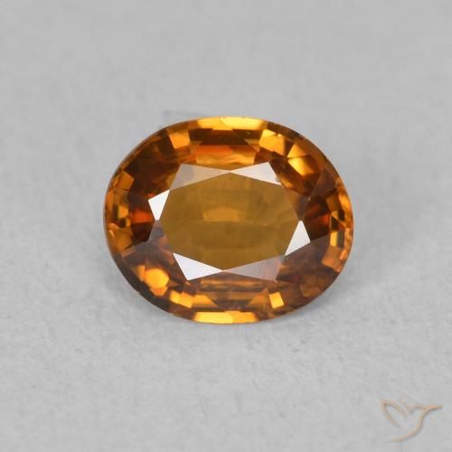 0.86ct طبيعي برتقالى متوسط زركون, بيضوي, VVS