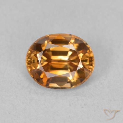 1.03ct طبيعي برتقالى متوسط زركون, بيضوي, VVS
