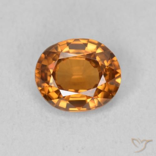 0.91ct طبيعي برتقالى متوسط زركون, بيضوي, VVS