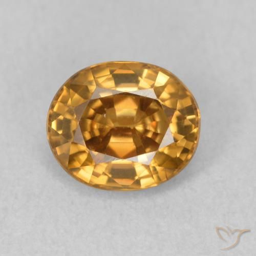 1.01ct طبيعي بني ذهبي زركون, بيضوي, VVS