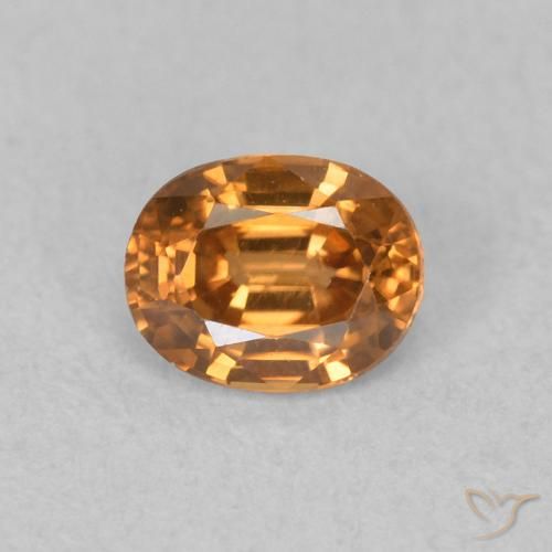0.65ct طبيعي برتقالى متوسط زركون, بيضوي, VVS