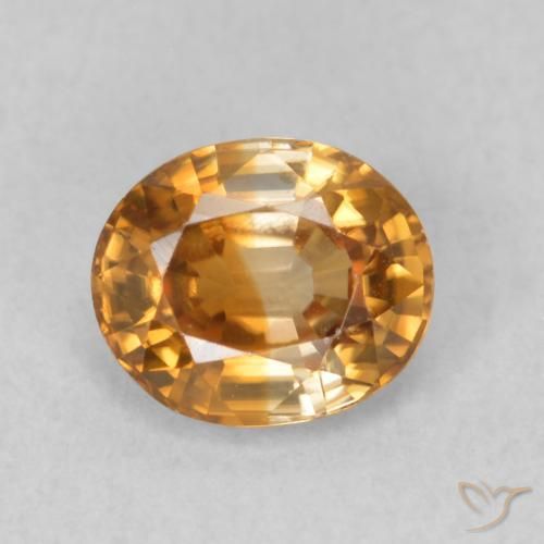 0.96ct طبيعي بنى برتقالى زركون, بيضوي, VVS-VS