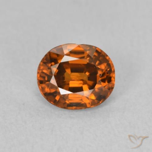 0.99ct طبيعي Medium Dark-Orange زركون, بيضوي, VVS-VS