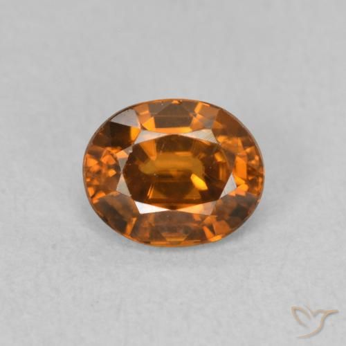 زركون Medium Dark-Orange طبيعي، بيضوي، 1.07 قيراط، VVS
