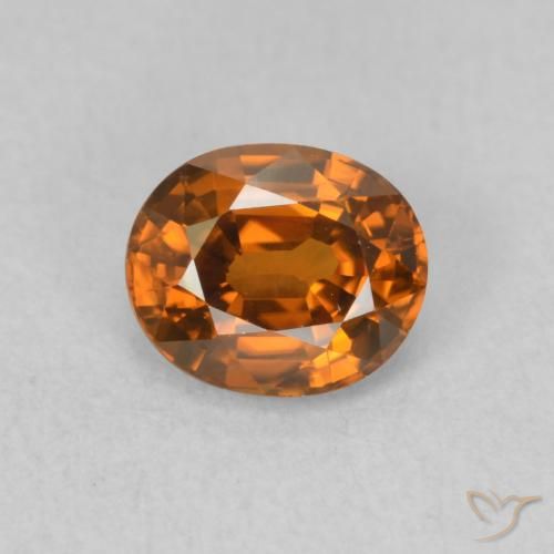 1.09ct طبيعي برتقالى متوسط زركون, بيضوي, VVS