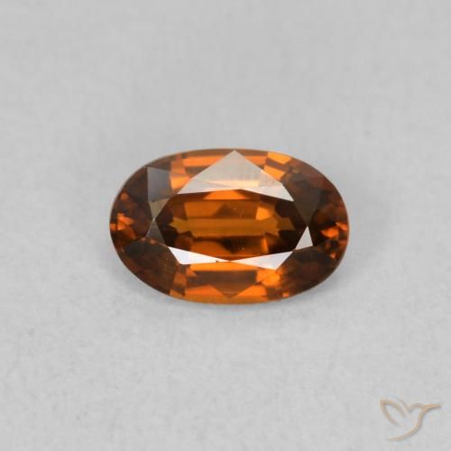 0.64ct طبيعي برتقالى محمر زركون, بيضوي, VVS