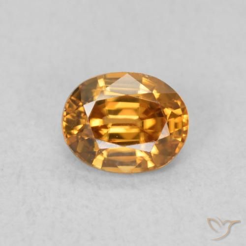 0.62ct طبيعي برتقالى متوسط زركون, بيضوي, VVS