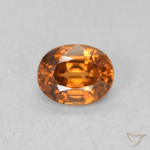 0.67ct طبيعي برتقالى غامق زركون, بيضوي, VVS