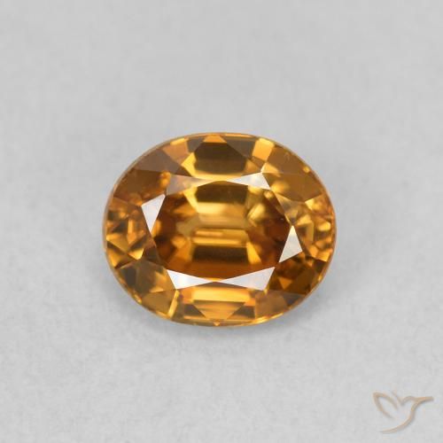 1.02ct طبيعي برتقالى متوسط زركون, بيضوي, VVS