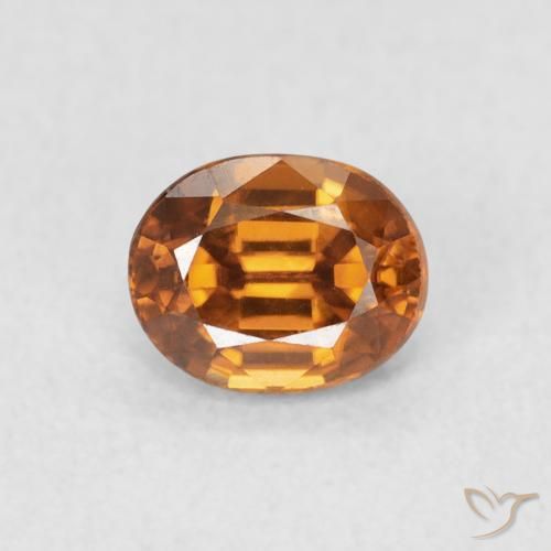 1.02ct طبيعي برتقالى متوسط زركون, بيضوي, VVS-VS