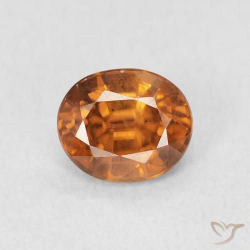 1.02ct طبيعي بنى برتقالى زركون, بيضوي, قليلا جدا