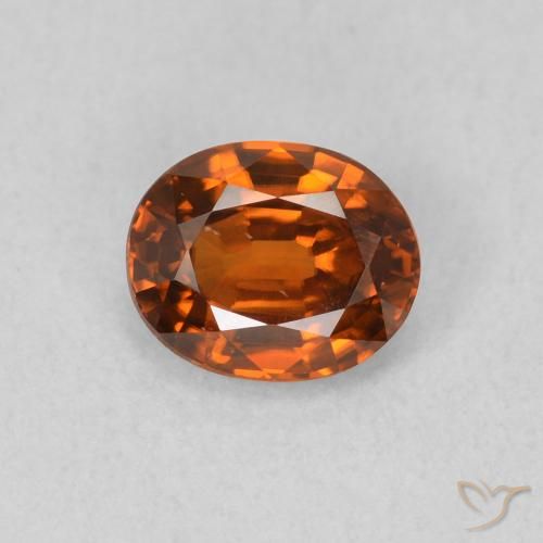 0.95ct طبيعي برتقالى متوسط زركون, بيضوي, VVS-VS