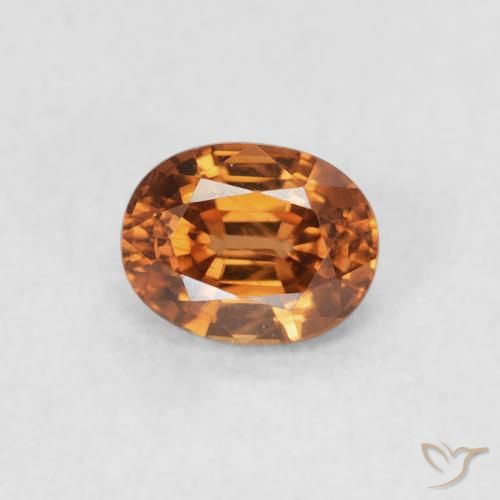0.63ct طبيعي برتقالى غامق زركون, بيضوي, VVS