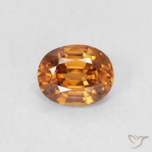 0.66ct طبيعي برتقالى متوسط زركون, بيضوي, VVS