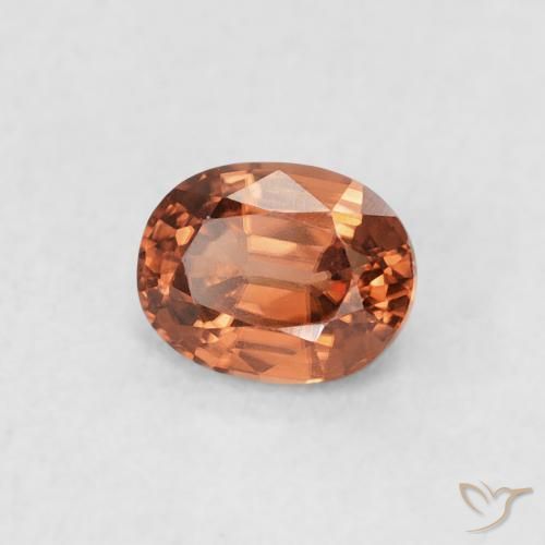 زركون Medium Dark-Orange طبيعي، بيضوي، 0.62 قيراط، VVS