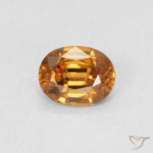 0.61ct طبيعي برتقالى غامق زركون, بيضوي, VVS