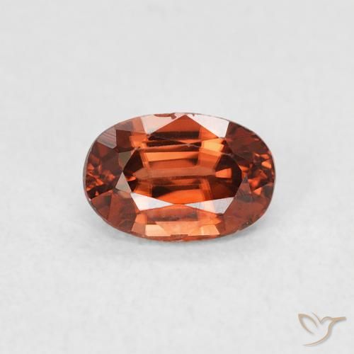 0.85ct طبيعي برتقالى محمر زركون, بيضوي, VVS-VS