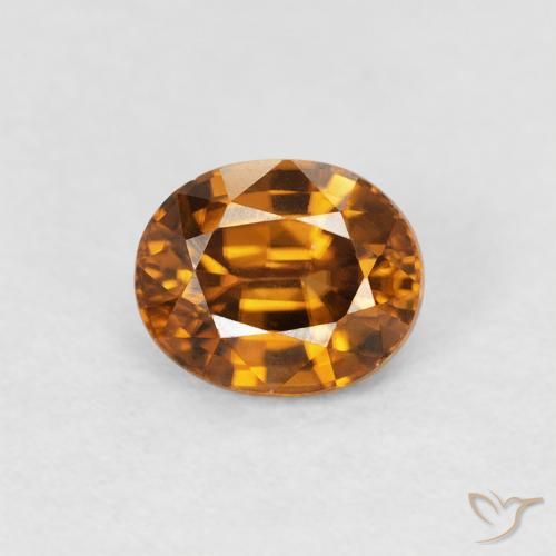 1.00ct طبيعي برتقالى متوسط زركون, بيضوي, VVS-VS