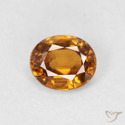 1.00ct طبيعي برتقالى متوسط زركون, بيضوي, VVS-VS