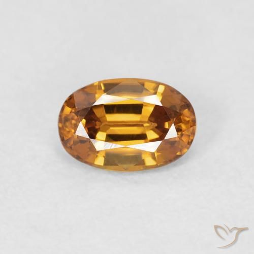 0.76ct طبيعي برتقالى متوسط زركون, بيضوي, VVS-VS