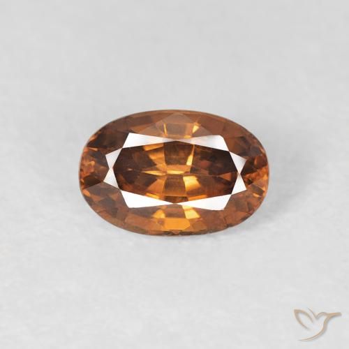 0.84ct طبيعي برتقالى غامق زركون, بيضوي, VVS-VS