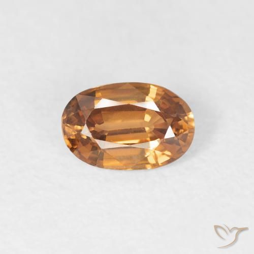 0.64ct طبيعي برتقالى متوسط زركون, بيضوي, VVS