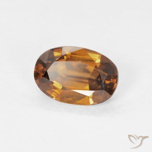 زركون Medium Dark-Orange طبيعي، بيضوي، 0.75 قيراط، VVS