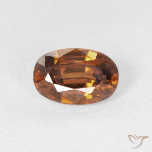0.81ct طبيعي برتقالى بنى زركون, بيضوي, VVS
