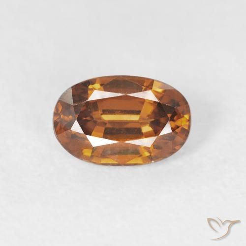 0.76ct طبيعي برتقالى ترابى زركون, بيضوي, VVS