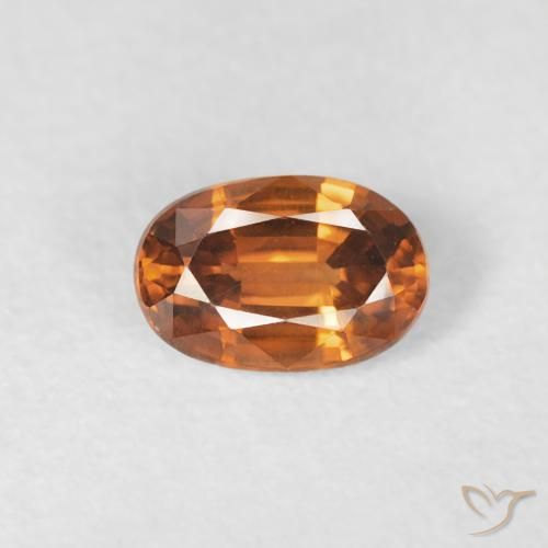 زركون Medium Dark-Orange طبيعي، بيضوي، 0.76 قيراط، VVS