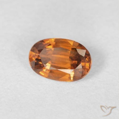 زركون Medium Dark-Orange طبيعي، بيضوي، 0.76 قيراط، VVS