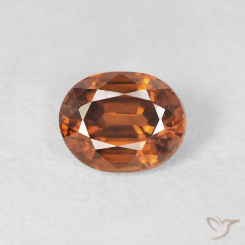 1.00ct طبيعي Medium Dark-Orange زركون, بيضوي, VVS-VS