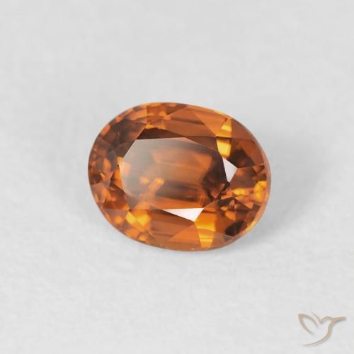 زركون Medium Dark-Orange طبيعي، بيضوي، 1.00 قيراط، VVS-VS