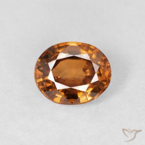 0.94ct طبيعي برتقالى غامق زركون, بيضوي, VVS, Photo A