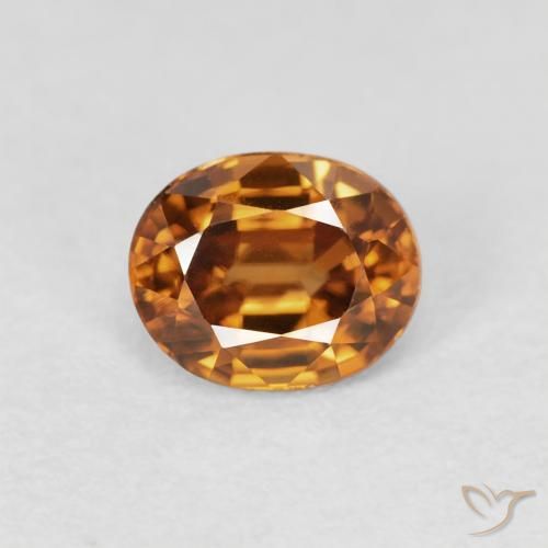 1.09ct طبيعي بنى برتقالى زركون, بيضوي, VVS-VS