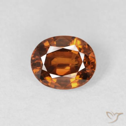 زركون Medium Dark-Orange طبيعي، بيضوي، 1.04 قيراط، قليلا جدا