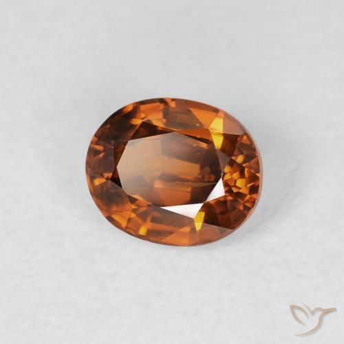 زركون Medium Dark-Orange طبيعي، بيضوي، 1.04 قيراط، قليلا جدا