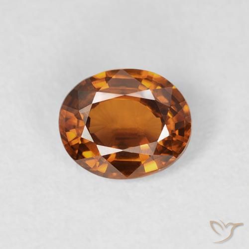 0.88ct طبيعي برتقالى غامق زركون, بيضوي, قليلا جدا