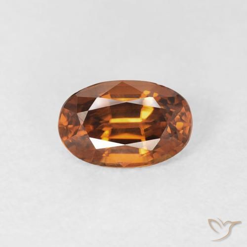 0.77ct طبيعي برتقالى غامق زركون, بيضوي, VVS