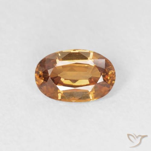 0.67ct طبيعي برتقالى متوسط زركون, بيضوي, VVS