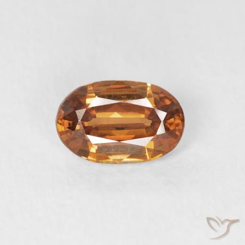0.66ct طبيعي برتقالى متوسط زركون, بيضوي, VVS