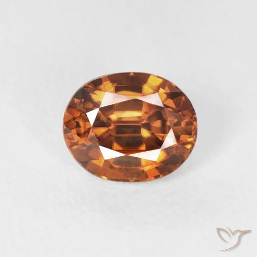 1.08ct طبيعي برتقالى ترابى زركون, بيضوي, VVS