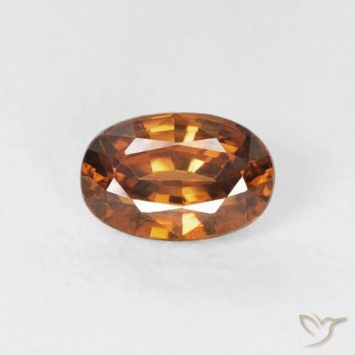 0.87ct طبيعي برتقالى متوسط زركون, بيضوي, VVS