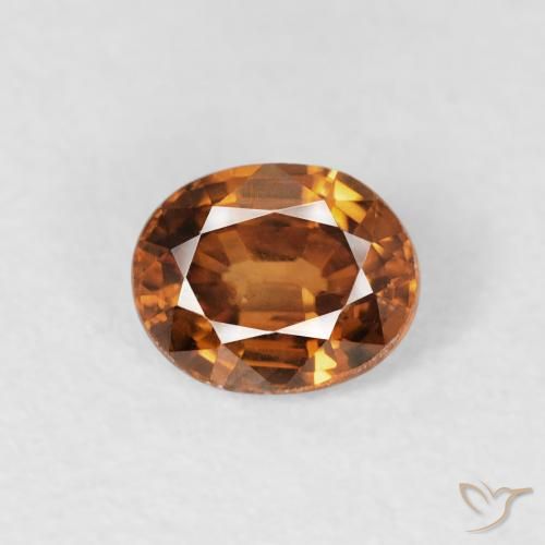 0.88ct طبيعي برتقالى متوسط زركون, بيضوي, قليلا جدا