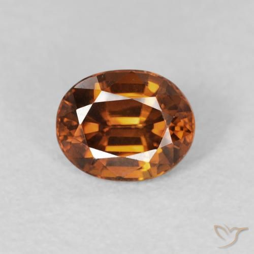 1.12ct طبيعي برتقالى بنى غامق زركون, بيضوي, VVS-VS