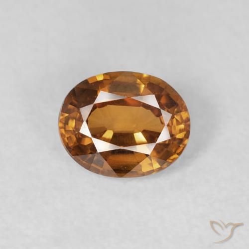 0.85ct طبيعي بنى برتقالى زركون, بيضوي, VVS-VS