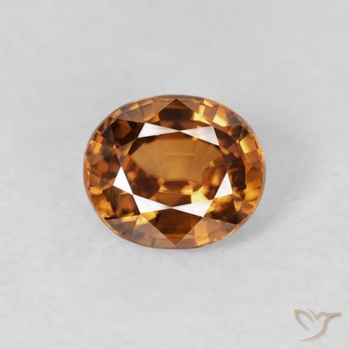 1.02ct طبيعي برتقالى متوسط زركون, بيضوي, VVS-VS