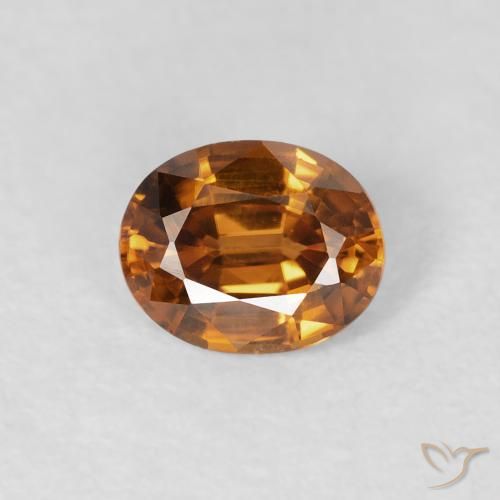 0.90ct طبيعي برتقالى متوسط زركون, بيضوي, VVS-VS