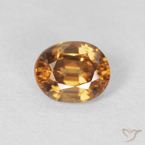 0.97ct طبيعي بنى برتقالى زركون, بيضوي, VVS-VS